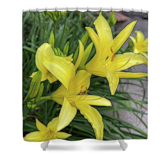 Yellow Daylilies In July - Shower Curtain