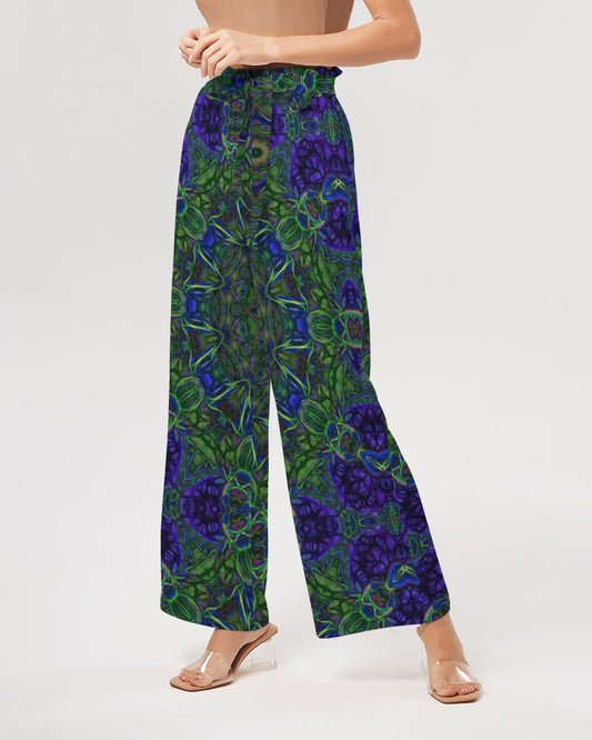 blue Green Ribbon Kaleidoscope Women's High-Rise Wide Leg Pants