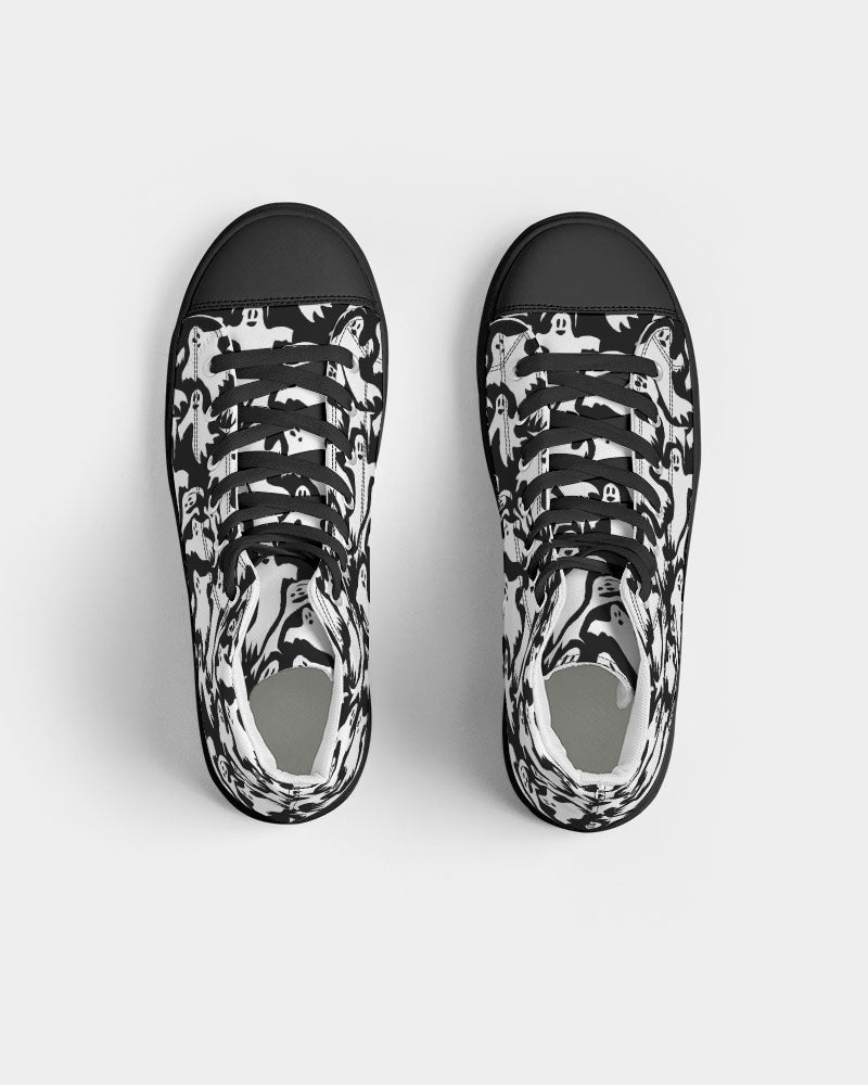 Ghosts Pattern Women's Hightop Canvas Shoe - Black