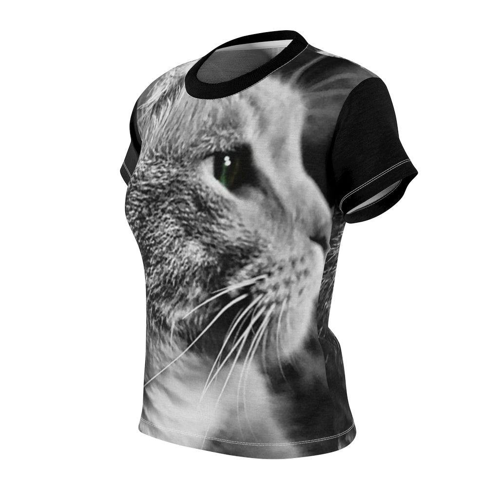 Marley Cat In Black and White Women's AOP Cut & Sew Tee