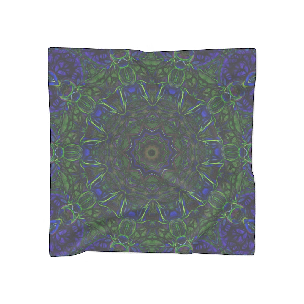 Blue Green Ribbon Kaleidoscope Poly Scarf