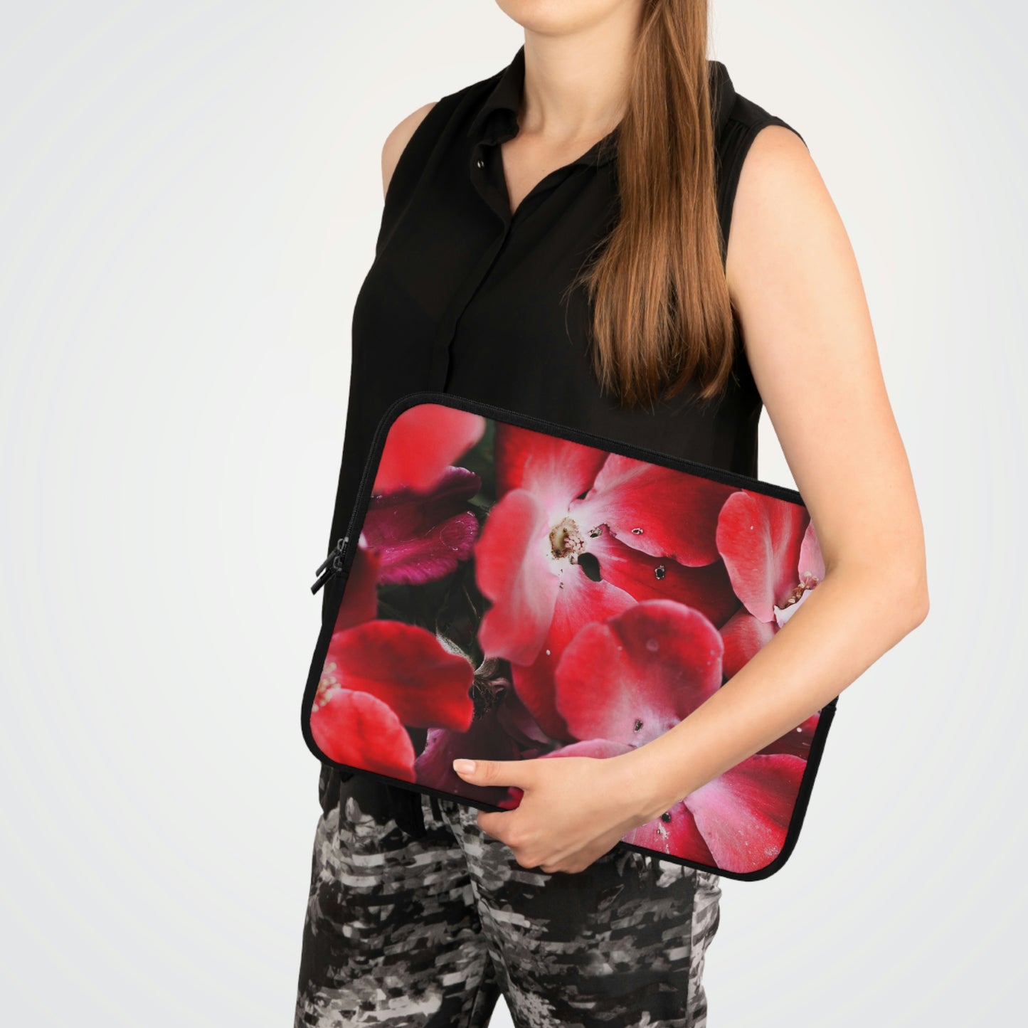 Bright Red Flowers Laptop Sleeve