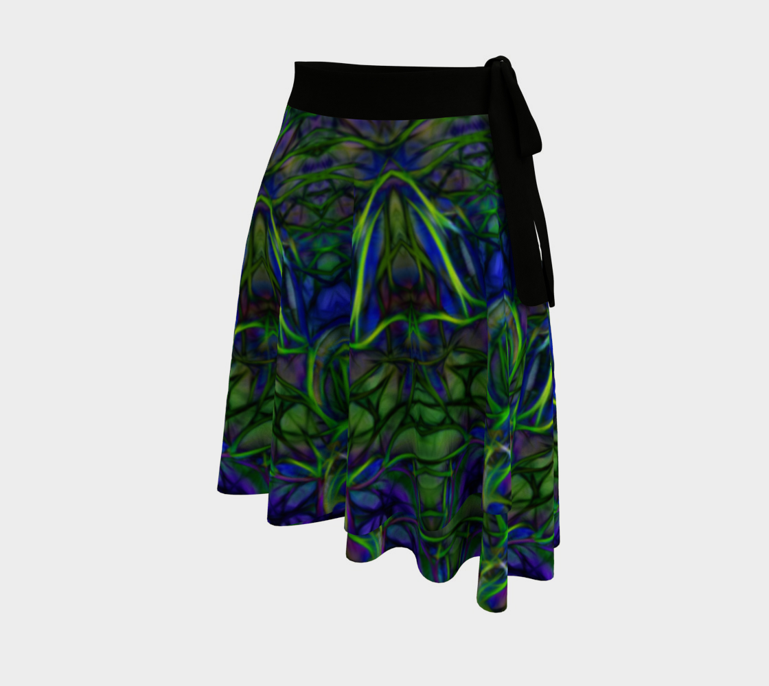 Blue Green Abstract Wrap Skirt