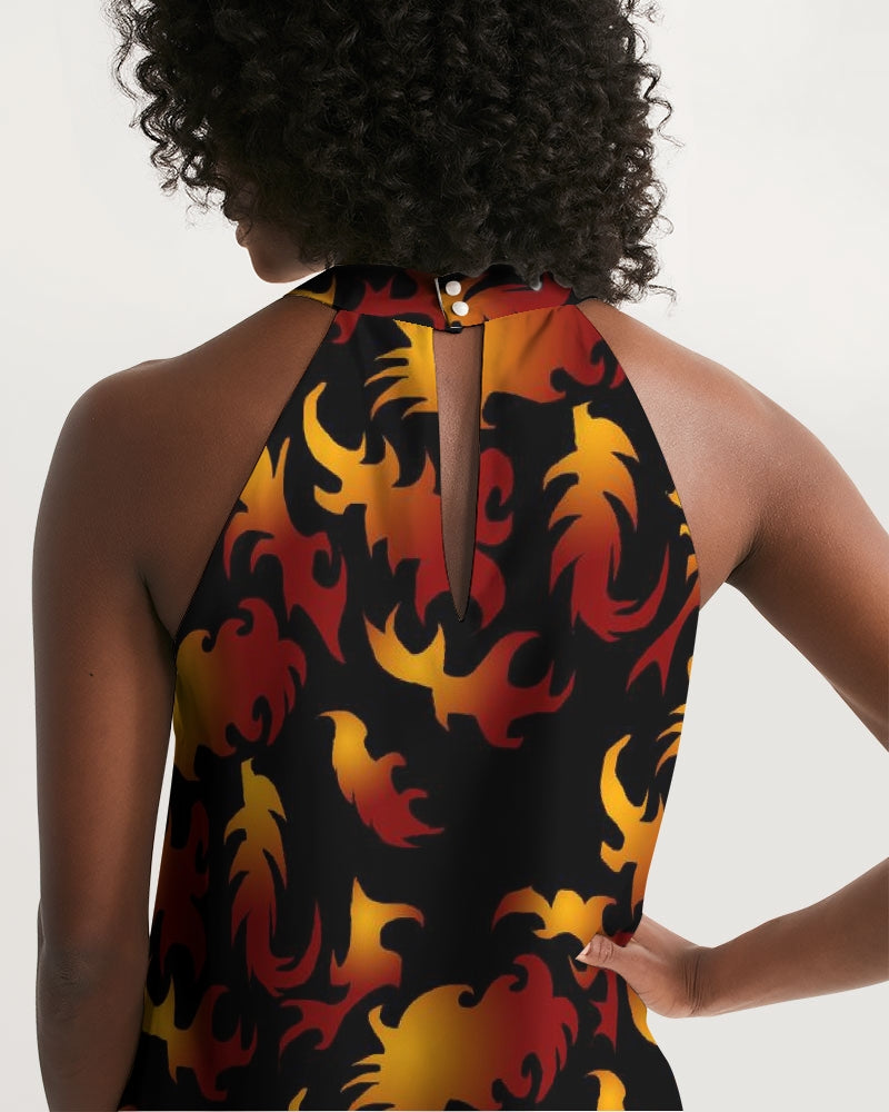 Abstract Flames Pattern  Women's Halter Dress