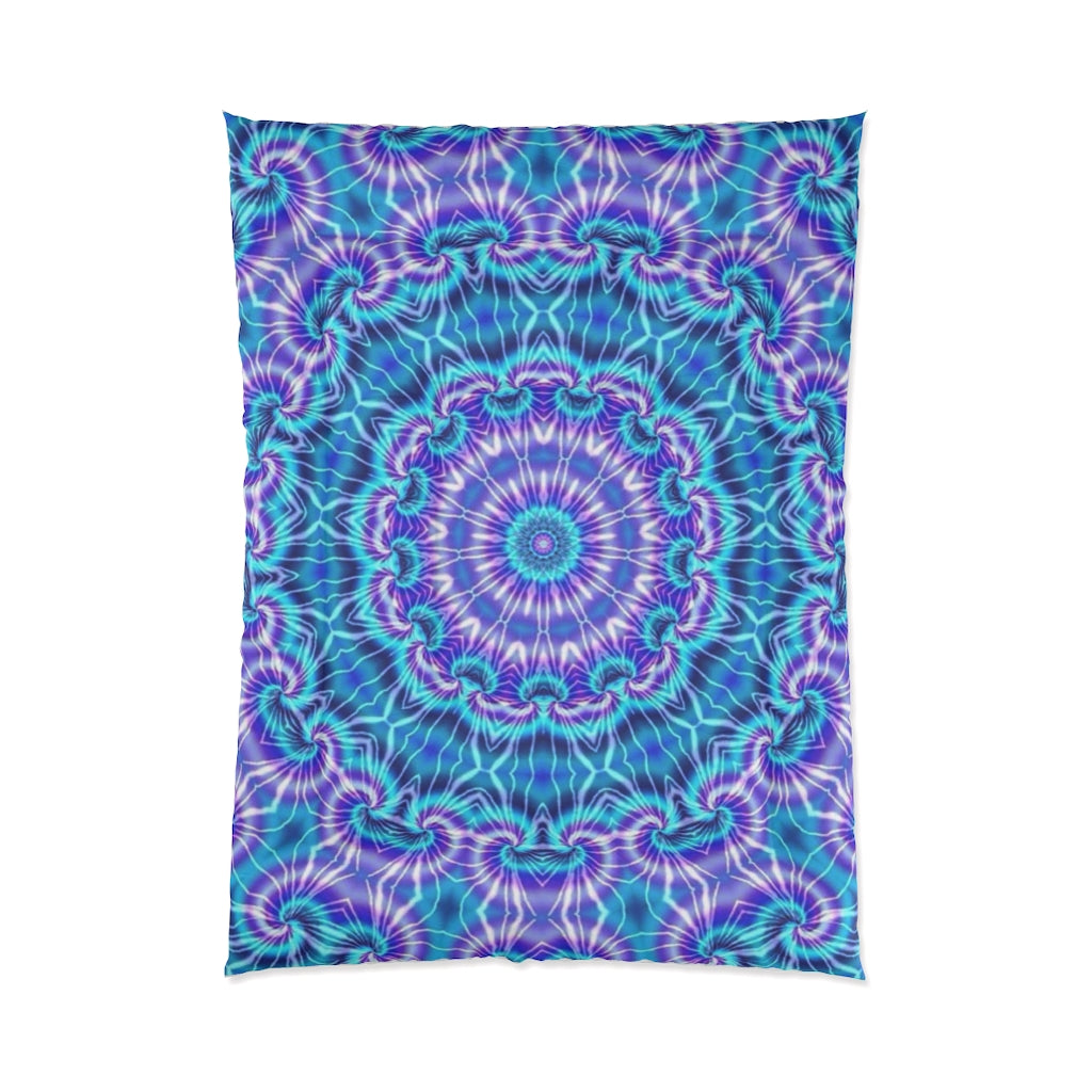 Blue and Purple Tie Dye Kaleidoscope Comforter