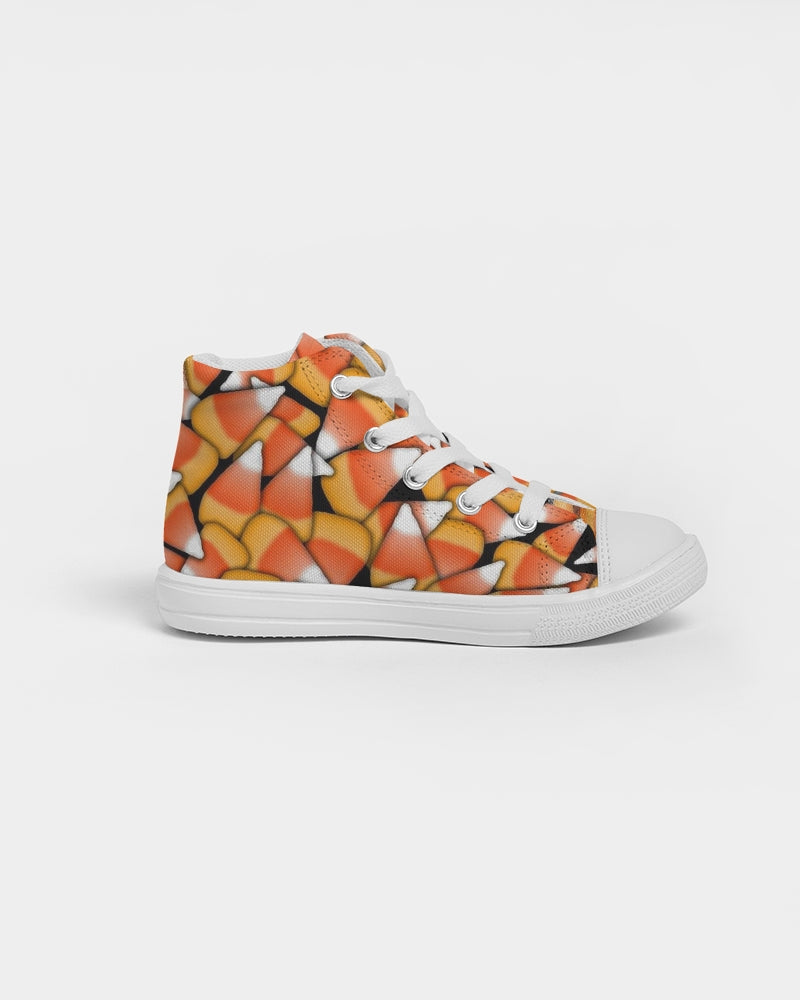 Candy Corn Pattern Kids Hightop Canvas Shoe