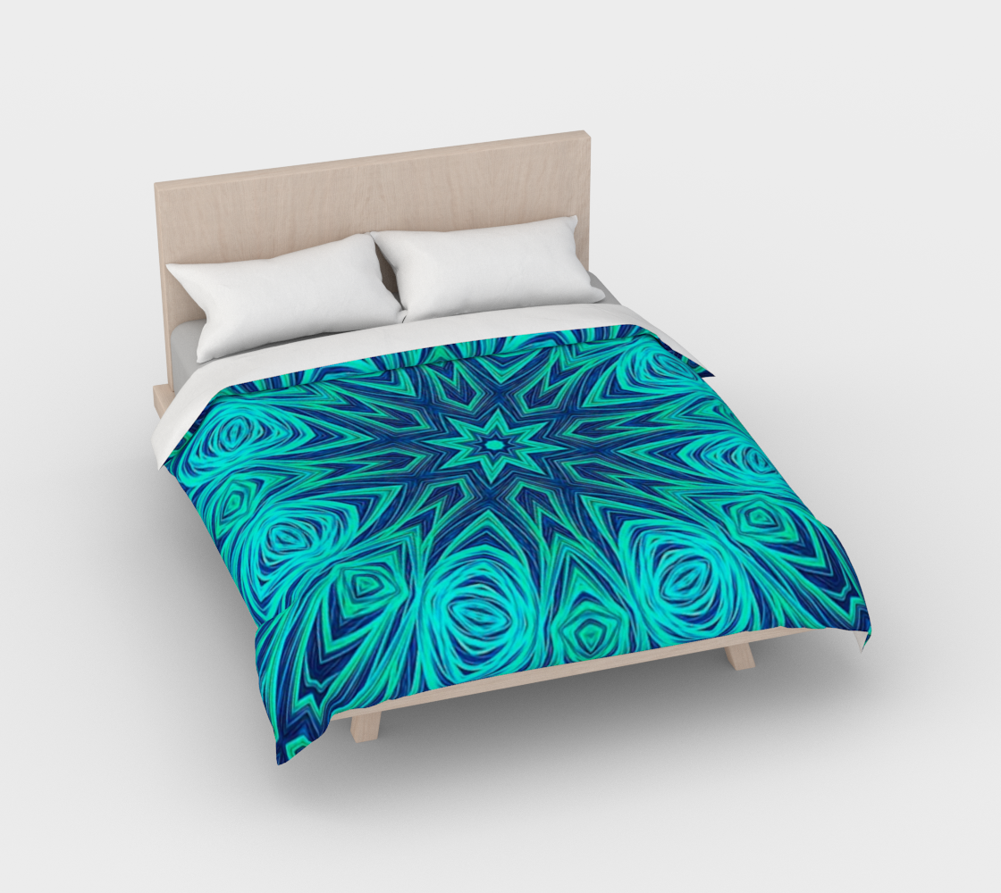 Blue Ice Fractal Kaleidoscope Duvet Cover