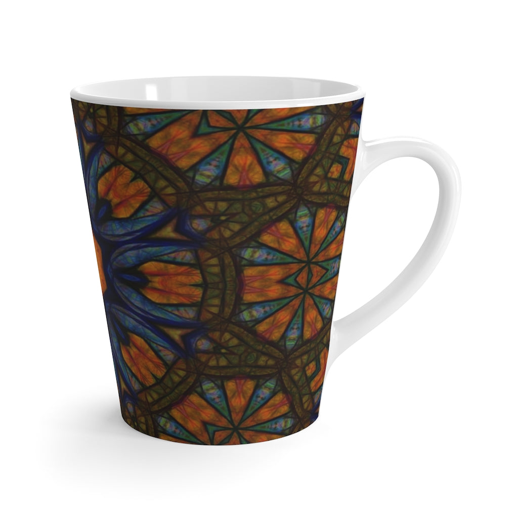 Blue Orange Sketchy Kaleidoscope Latte Mug