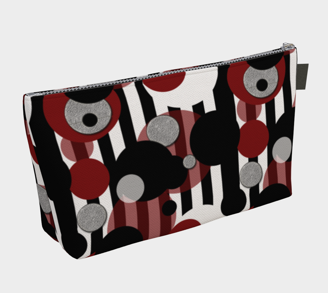 Black White Red Stripes Dots Makeup Bag