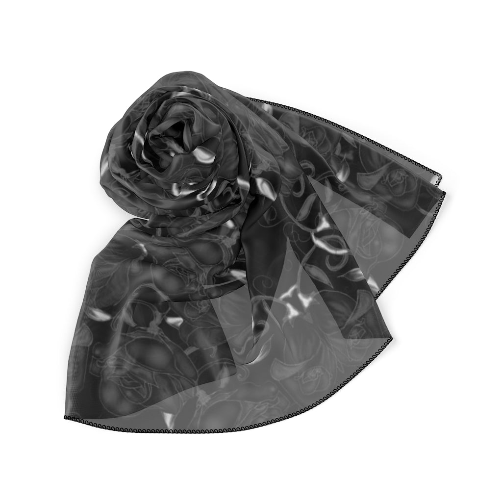 Black Roses Poly Scarf