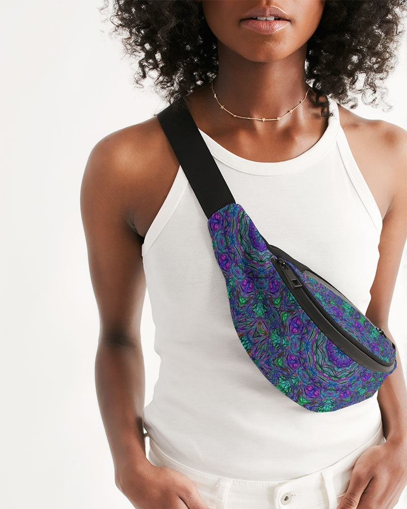 Blue Green Purple Kaleidoscope Crossbody Sling Bag