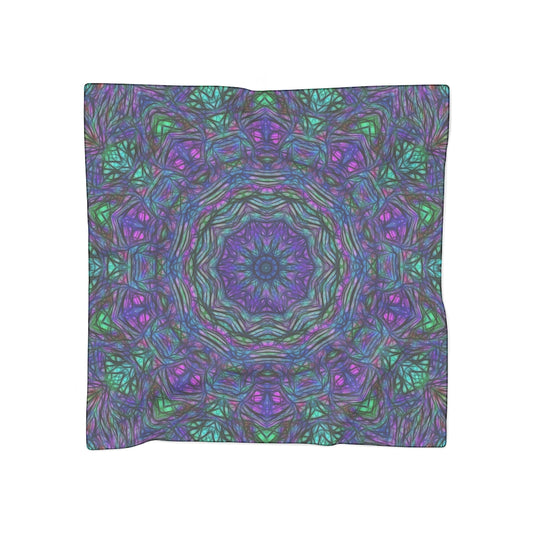 Blue Green Purple Kaleidoscope Poly Scarf