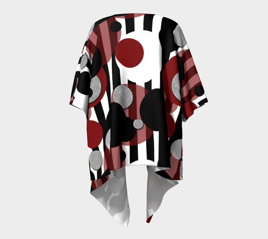 Black White Red Stripes Dots Draped Kimono