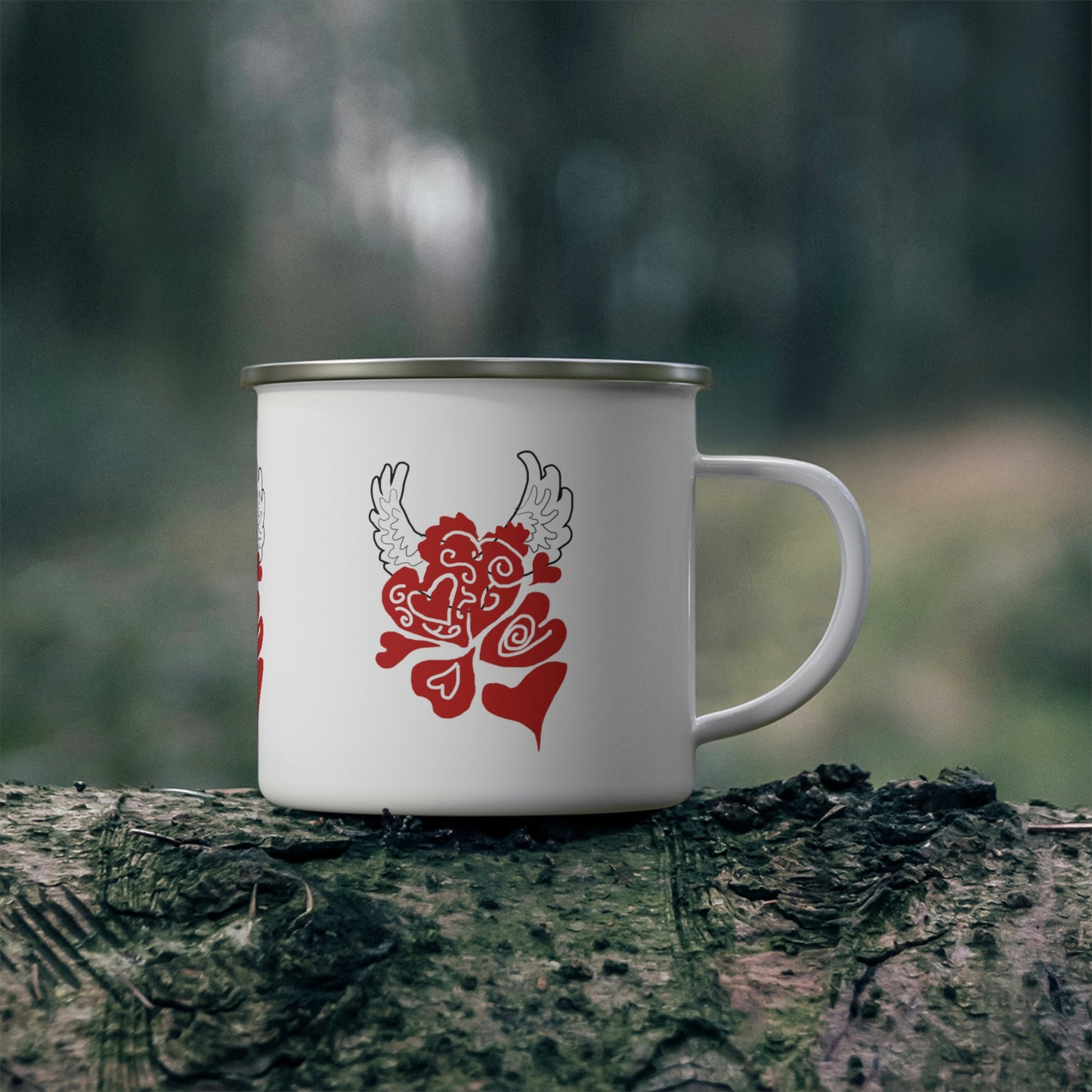 Hearts and Wings Enamel Camping Mug