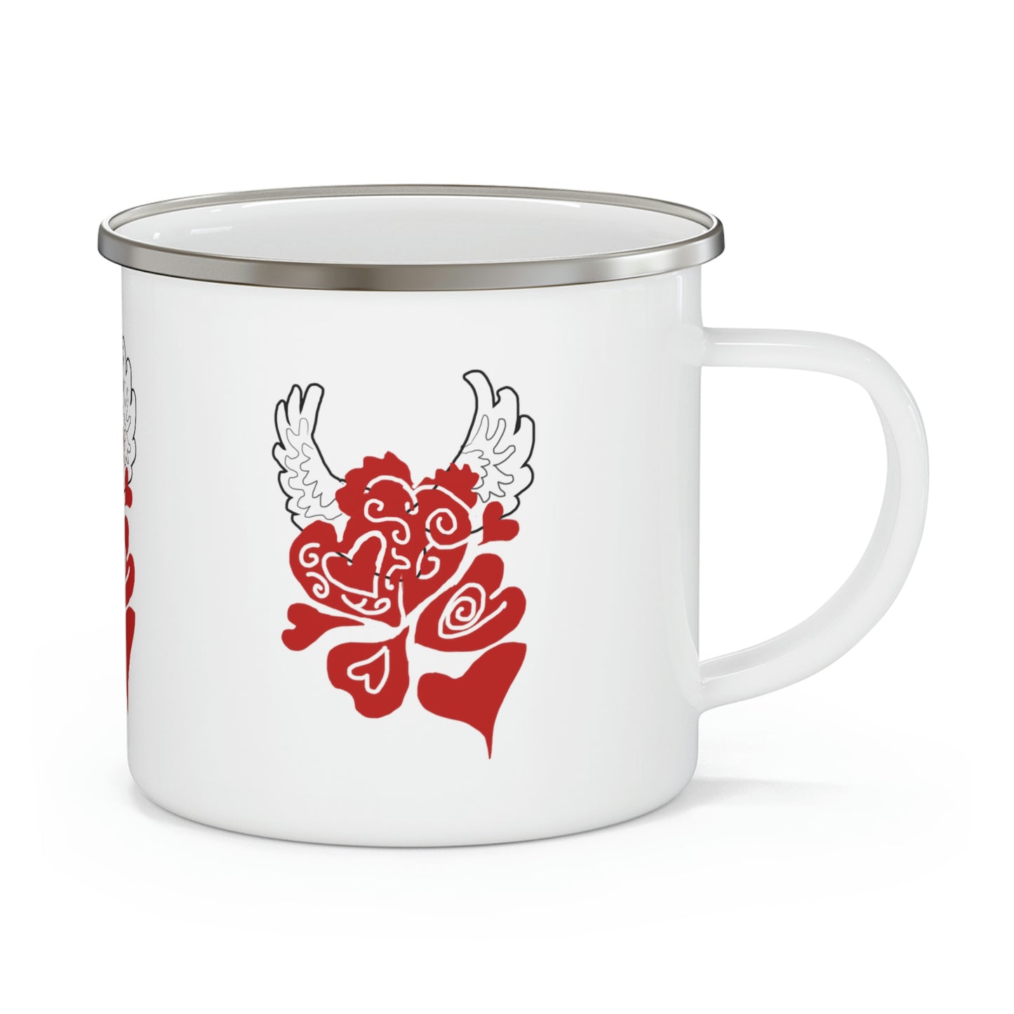 Hearts and Wings Enamel Camping Mug