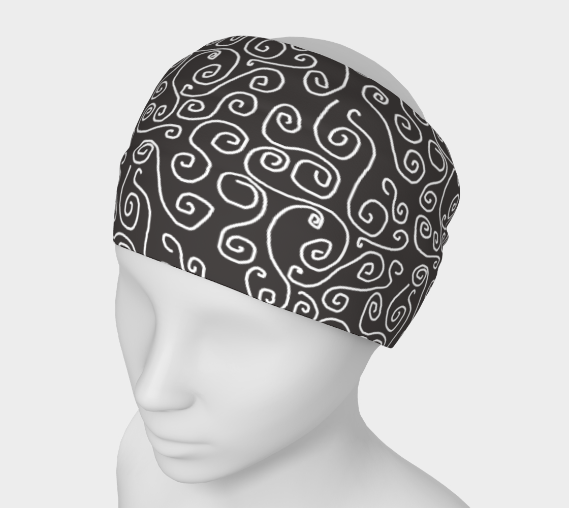 White Swirls On Gray Headband