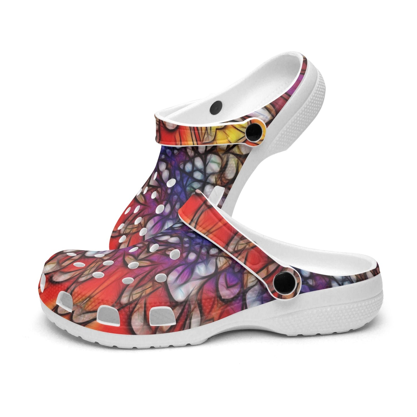 Rainbow Flower Petals Kaleidoscope 413. All Over Printed Clogs