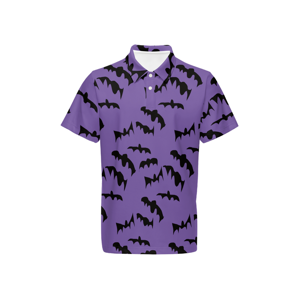 Bats Pattern Men’s Classic Fit Short-Sleeve Polo Shirt-Heavyweight 225g