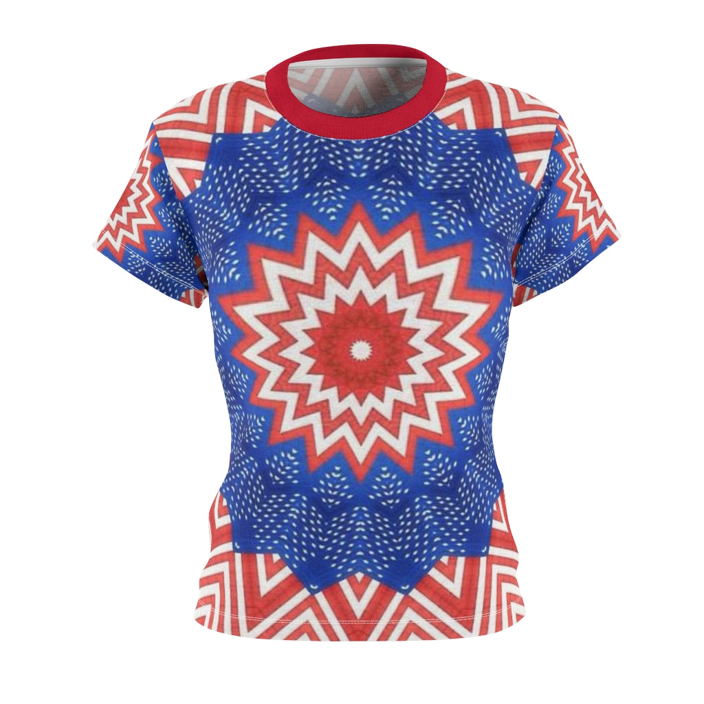 Stars and Stripes Pattern Women's AOP Cut & Sew Tee