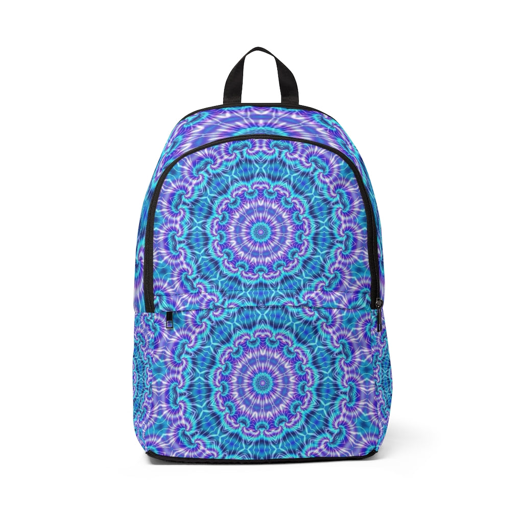 Blue and Purple Tie Dye Kaleidoscope Unisex Fabric Backpack