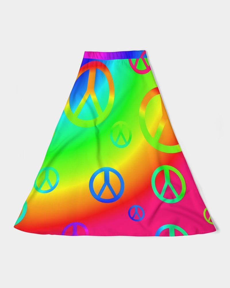 Rainbow Peace Signs Women's A-Line Midi Skirt