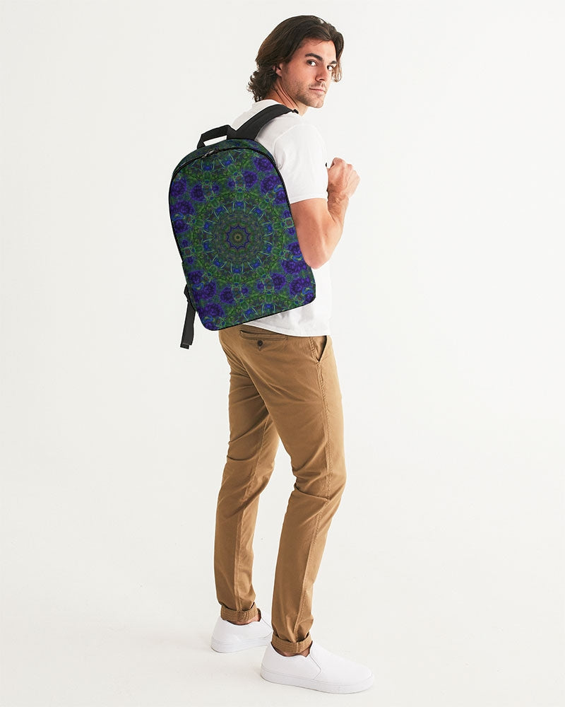 blue Green Ribbon Kaleidoscope Large Backpack