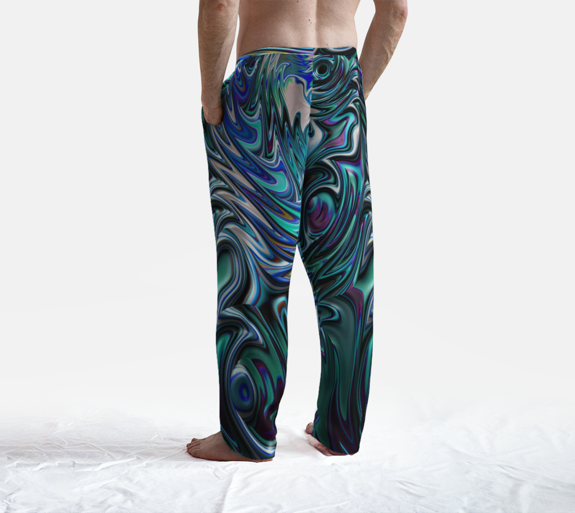 Blue and White Swirl Fractal Lounge Pants