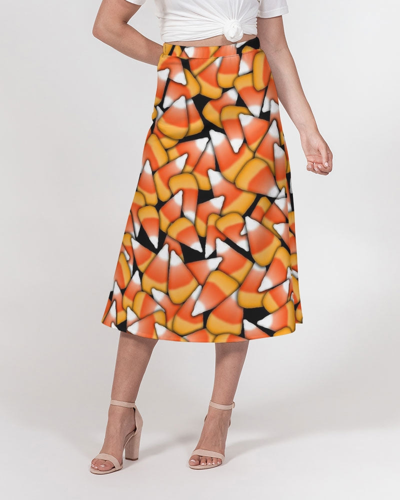 Candy Corn Pattern Women's A-Line Midi Skirt