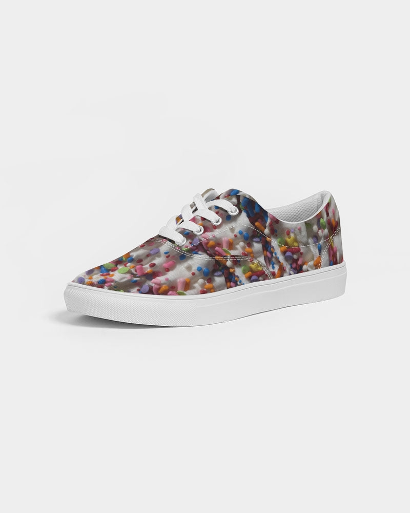 Rainbow Sprinkles On Whipped Cream Women's Lace Up Canvas Shoe