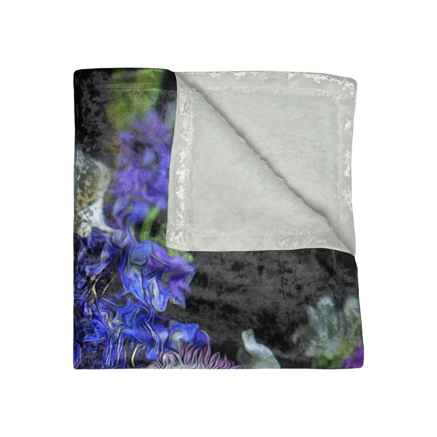 Blue White Purple Bouquet Crushed Velvet Blanket