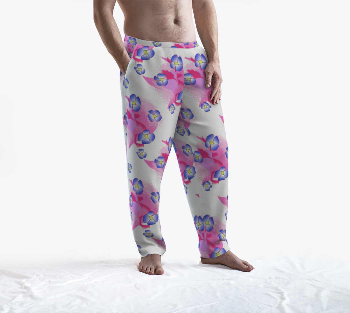 Blue Flowers on Pink Lounge Pants