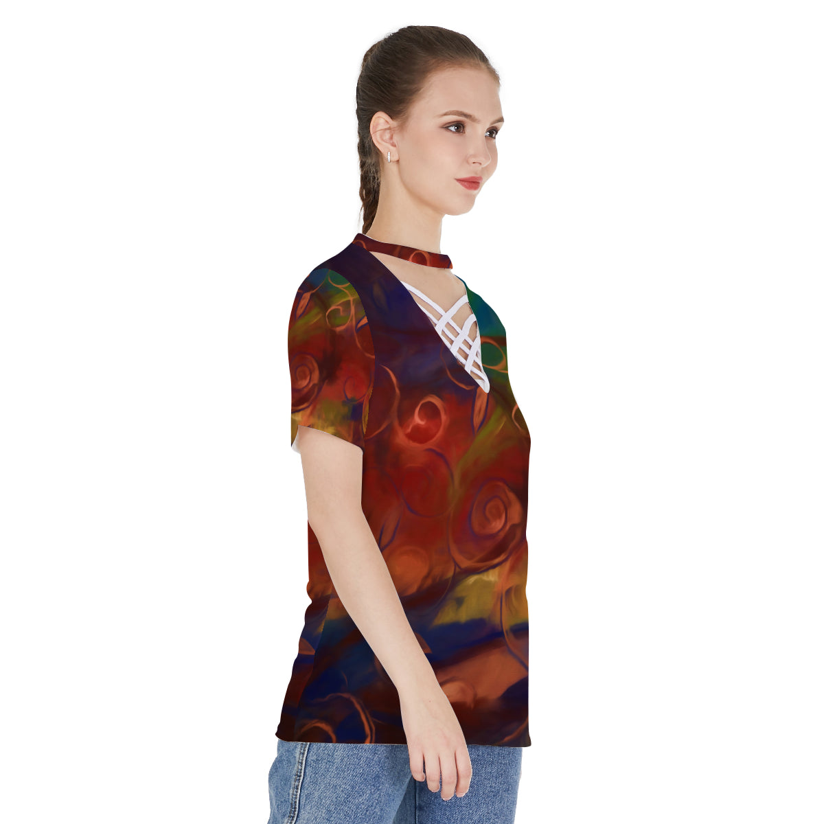 Fall Winds Are Coming All-over print V-neck string short sleeve shirt