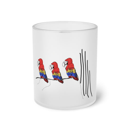 Parrots On The Tree Frosted Glass Mug