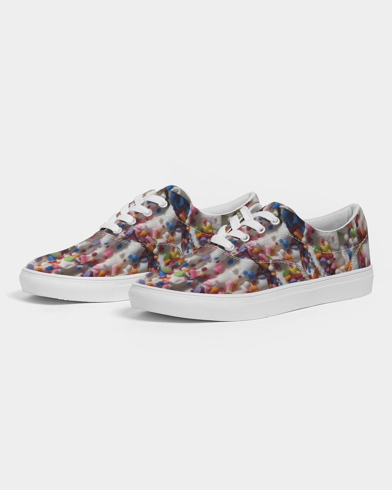 Rainbow Sprinkles On Whipped Cream Women's Lace Up Canvas Shoe