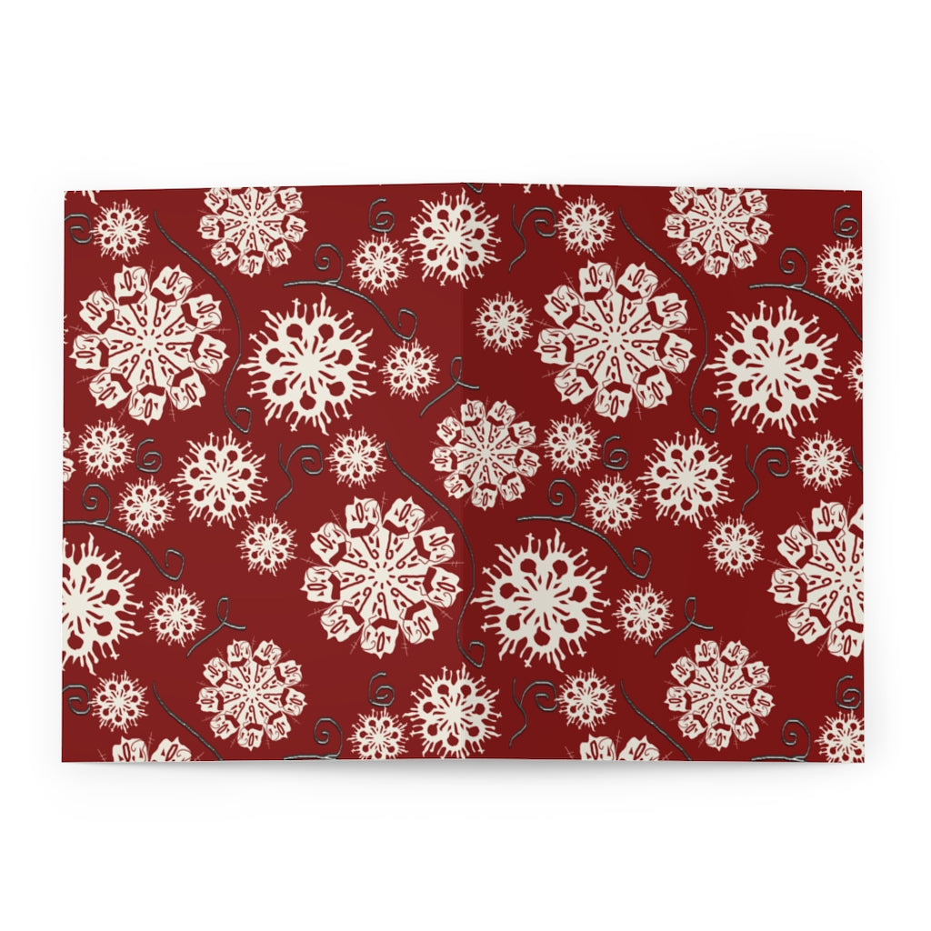 Snowflakes On Red Greeting Cards (5 Pack)