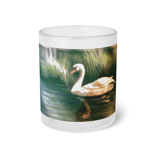 Swan Painting Frosted Glass Mug