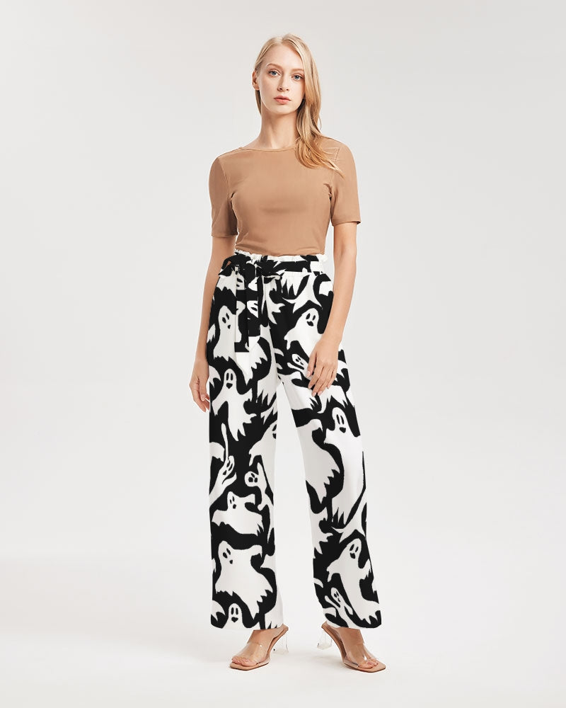 Ghosts Pattern Women's High-Rise Wide Leg Pants