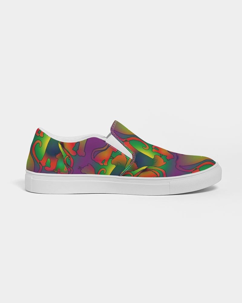 Abstract Rainbow Cats Pattern Women's Slip-On Canvas Shoe