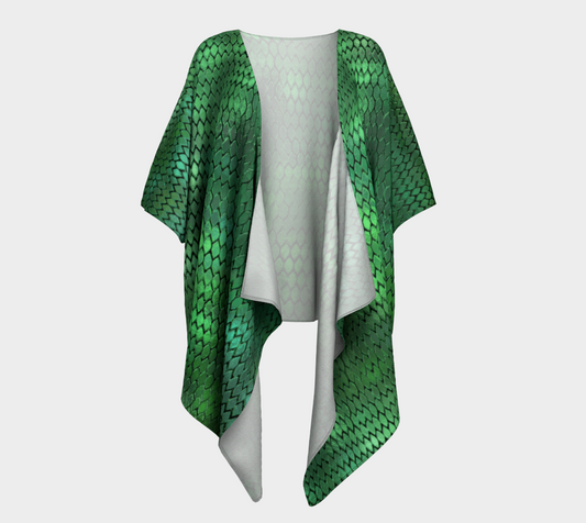 Green Dragon Scales Draped Kimono