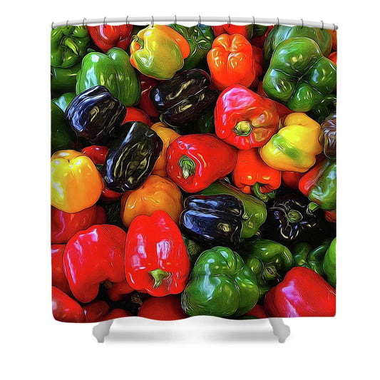 Colorful Bell Peppers - Shower Curtain