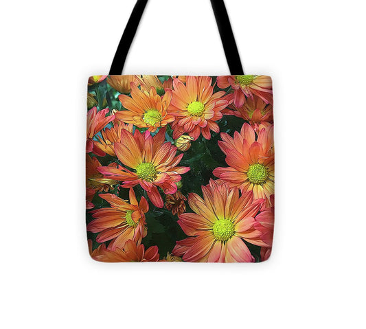 Cream and Pink Fall Flowers - Tote Bag