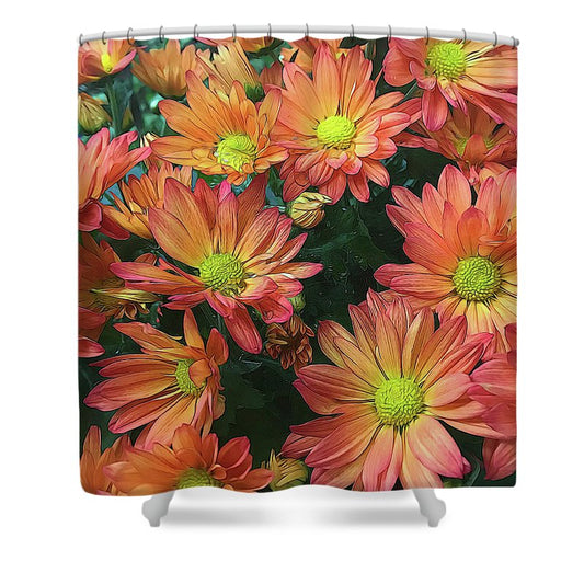 Cream and Pink Fall Flowers - Shower Curtain