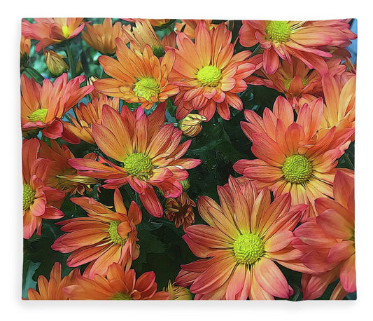 Cream and Pink Fall Flowers - Blanket