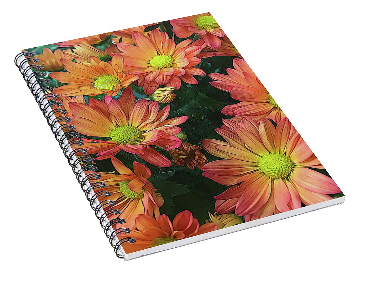 Cream and Pink Fall Flowers - Spiral Notebook