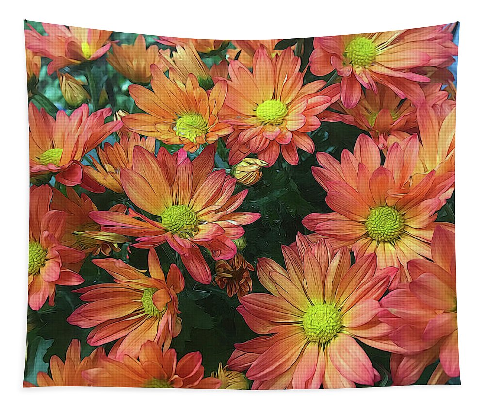 Cream and Pink Fall Flowers - Tapestry
