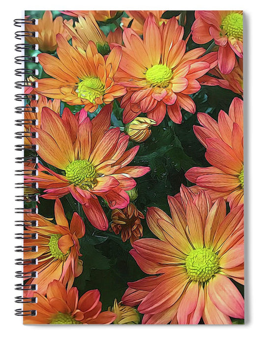 Cream and Pink Fall Flowers - Spiral Notebook