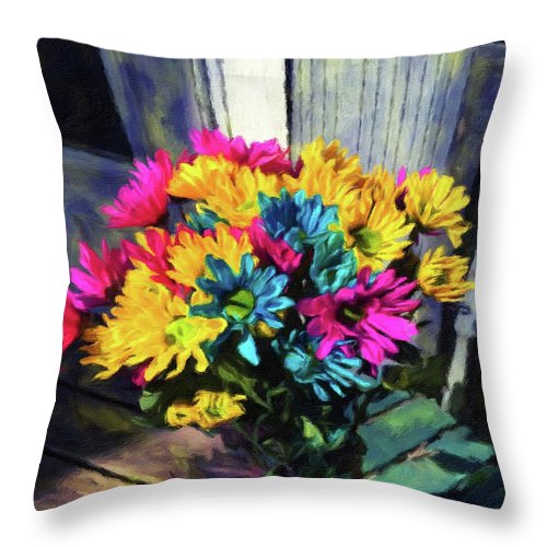 Flowers At The Door - Throw Pillow