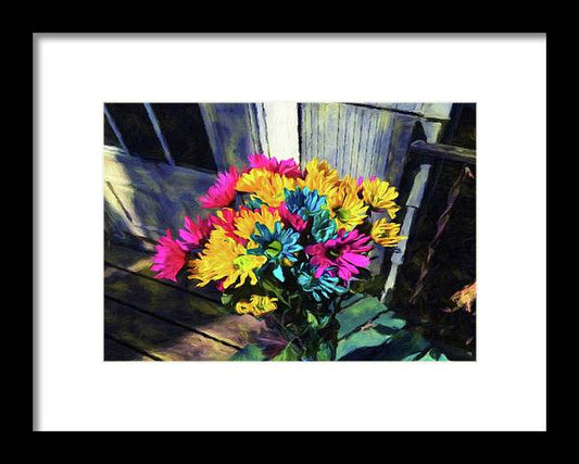 Flowers At The Door - Framed Print