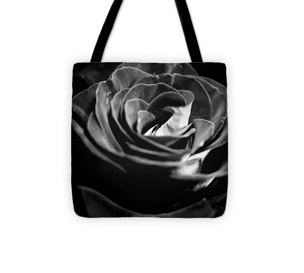 Large Black and White Rose - Tote Bag