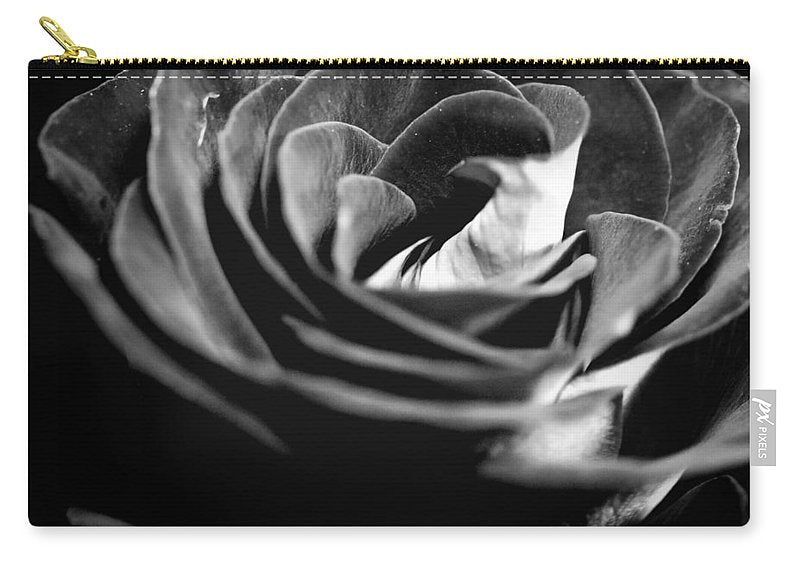 Large Black and White Rose - Carry-All Pouch